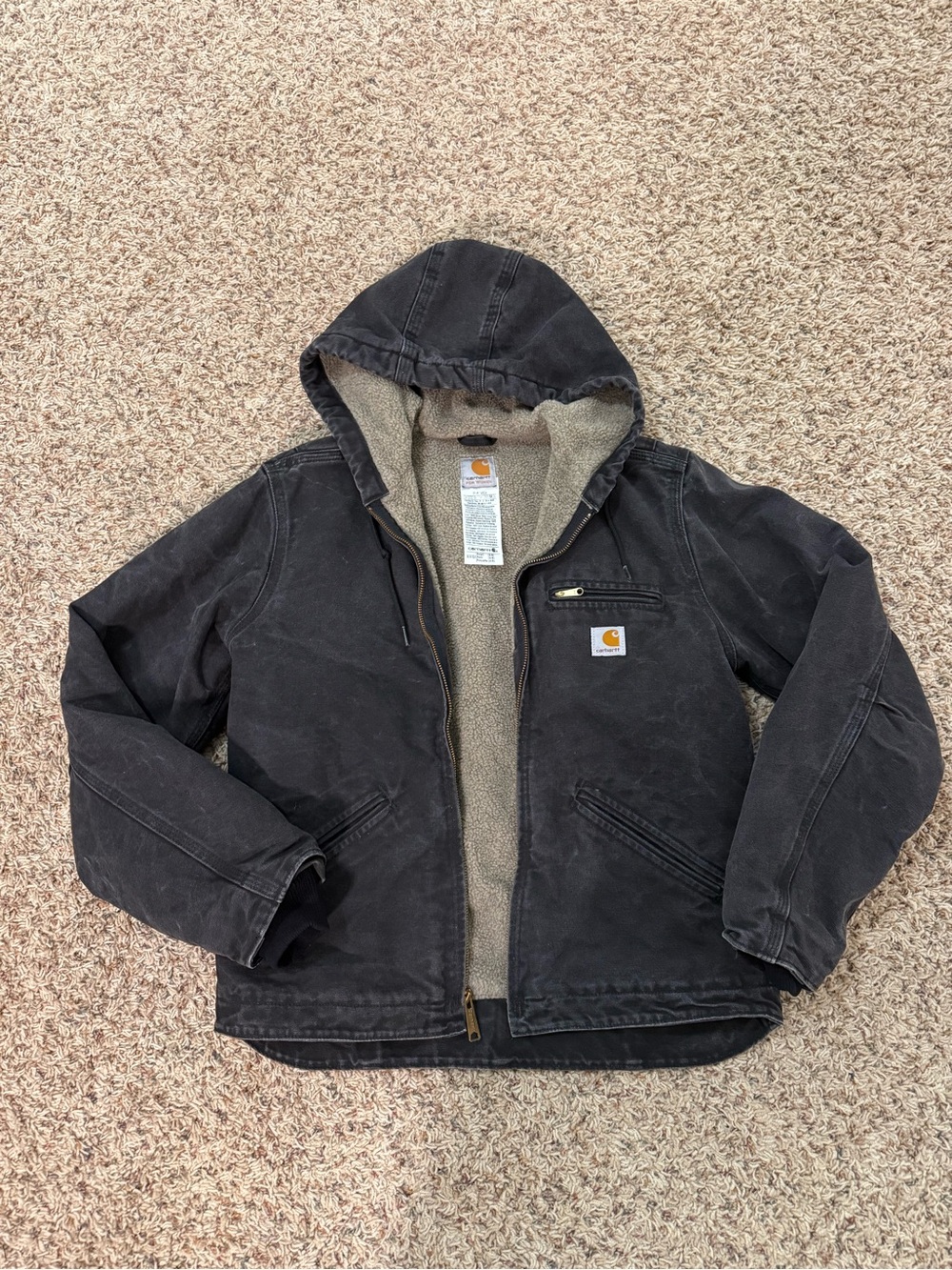 Heavy Duty Carhartt Sierra Jacket Sherpa Lined Womens Size S WJ141 Black